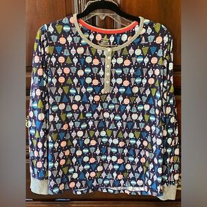 Cuddl Duds Festive Ornament Pajama Top - Multicolor